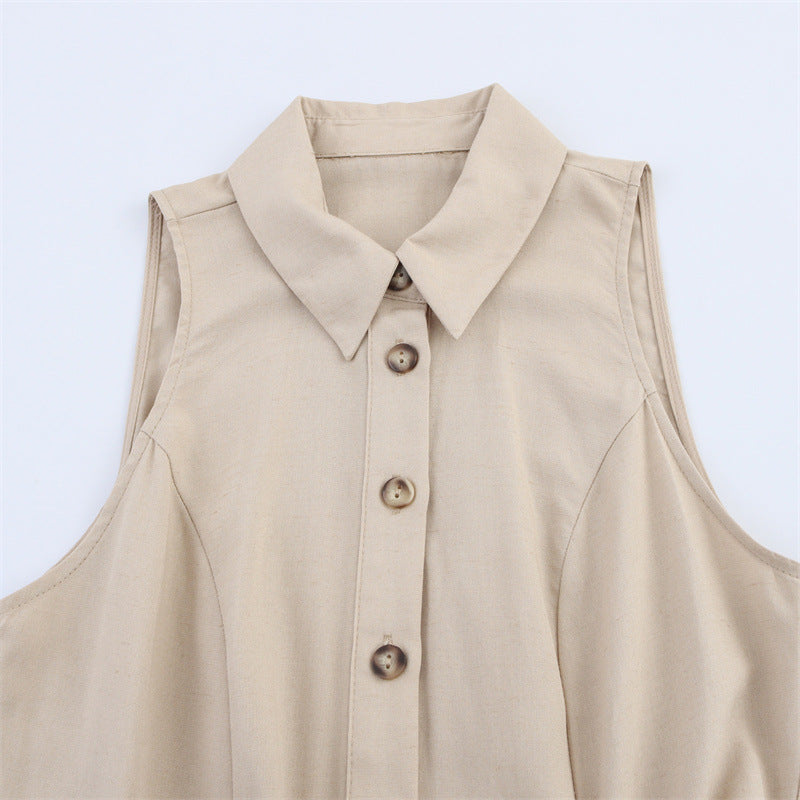 Sleeveless Dress with Belt Style Fashion Casual Loose Fit