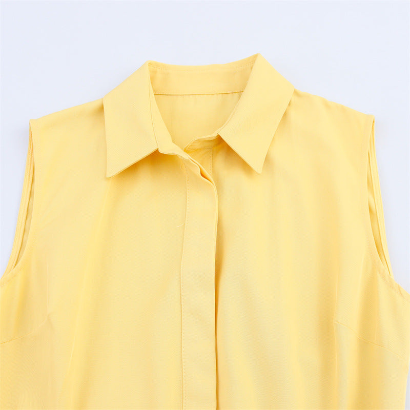 Elegant Style Simple and Generous Belted Shirt Dress