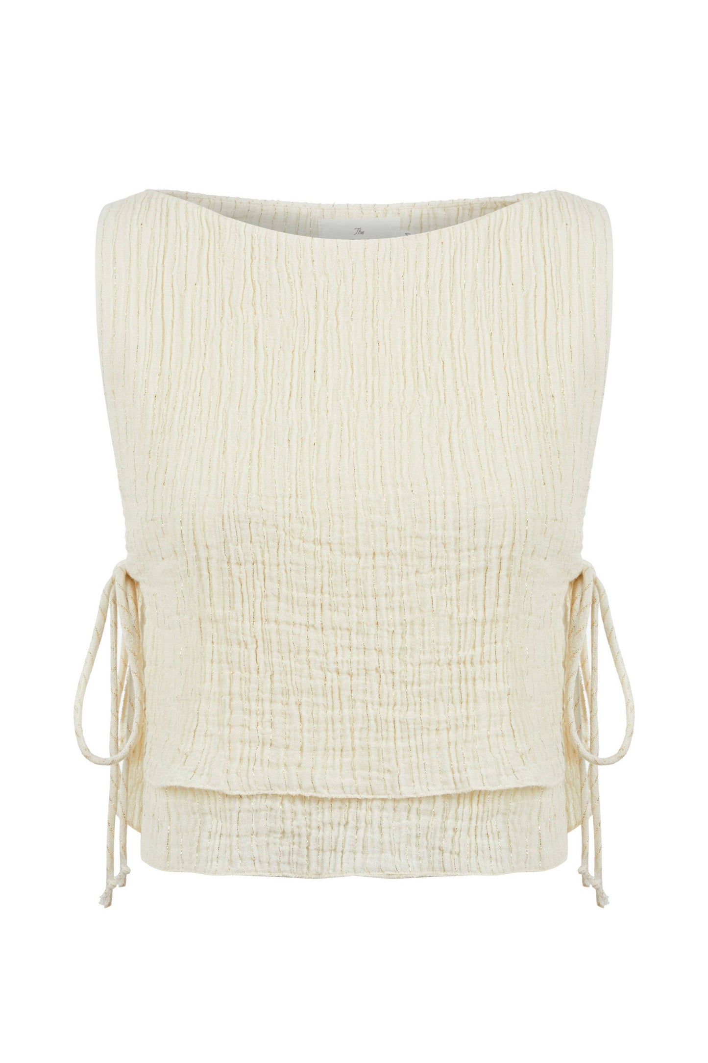 Mia Side Ties Top - Gold Stripes