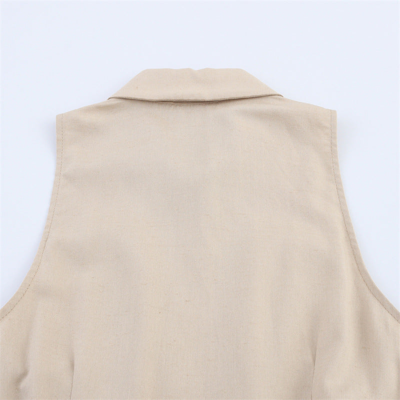 Sleeveless Dress with Belt Style Fashion Casual Loose Fit