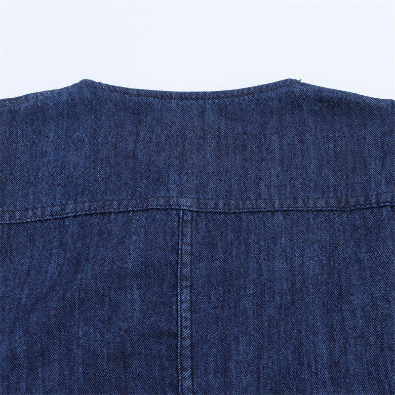 Casual Denim Round Neck Short Sleeve Dress