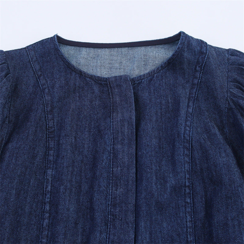 Casual Denim Round Neck Short Sleeve Dress