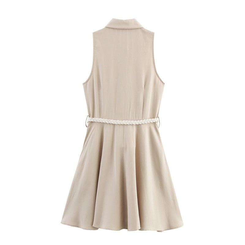 Sleeveless Dress with Belt Style Fashion Casual Loose Fit