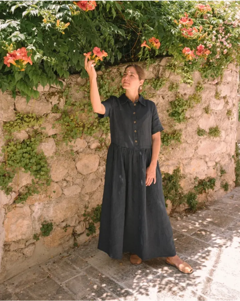 Linen Shirt Maxi Dress