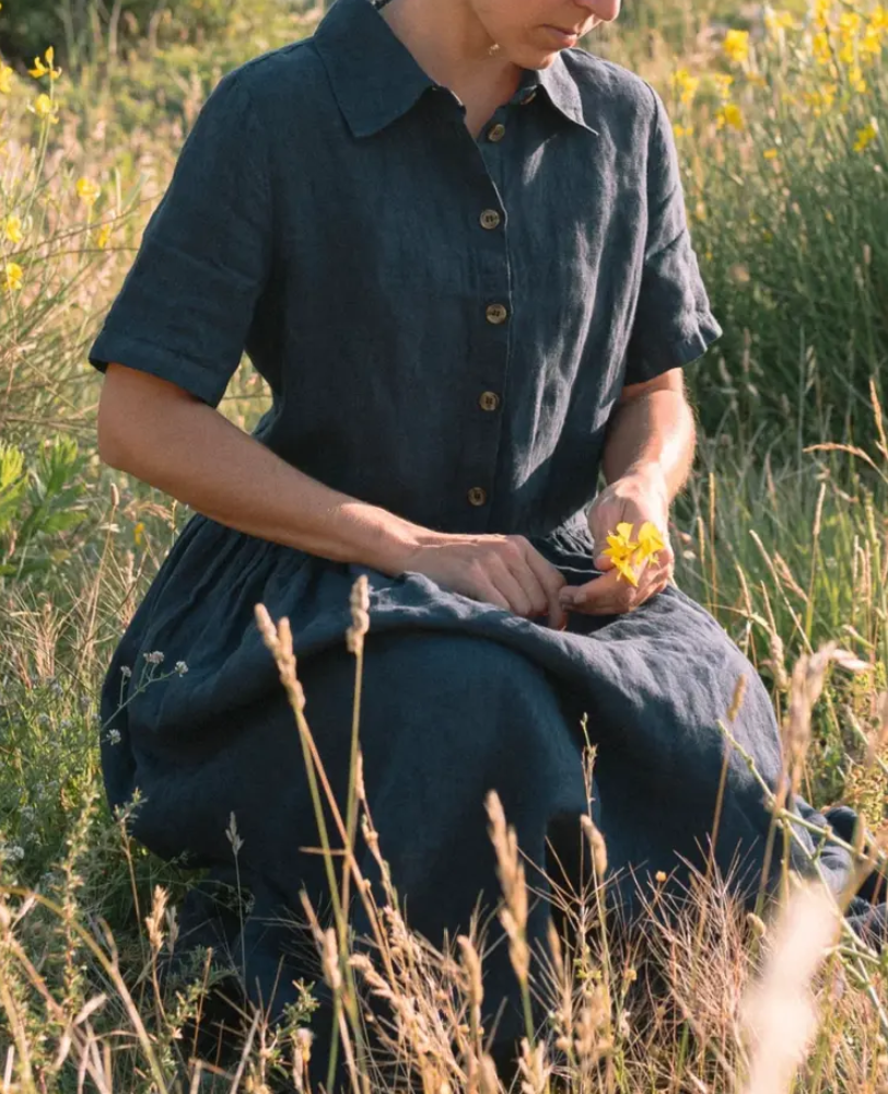 Linen Shirt Maxi Dress