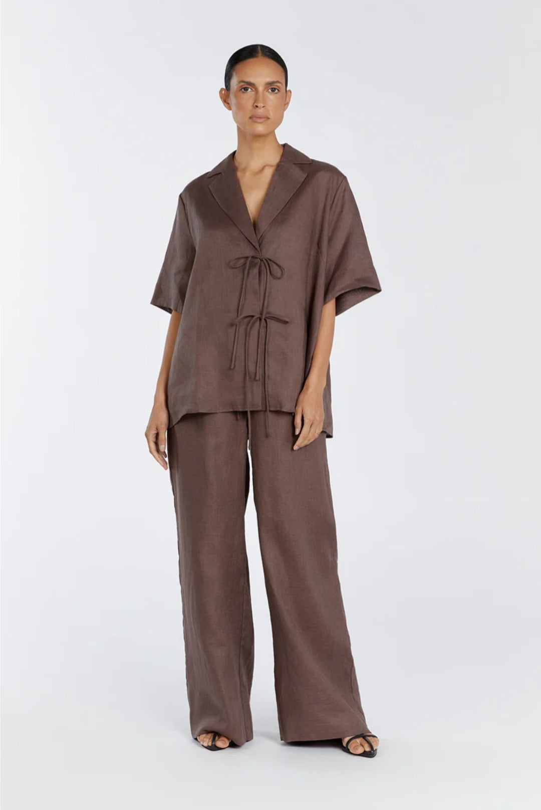 Brown Linen Co ord set | Co-ord set | Linen Clothing | 100% Organic Linen-1
