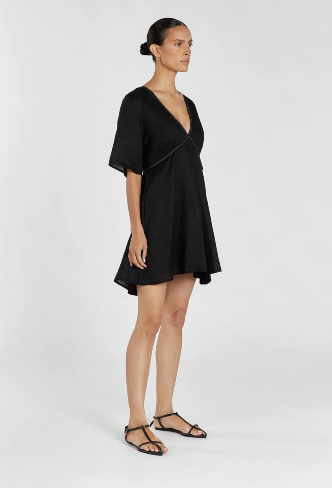 Black Linen Dress | Mini Dress | Linen Dress | Linen Clothing | 100% Organic Linen-3