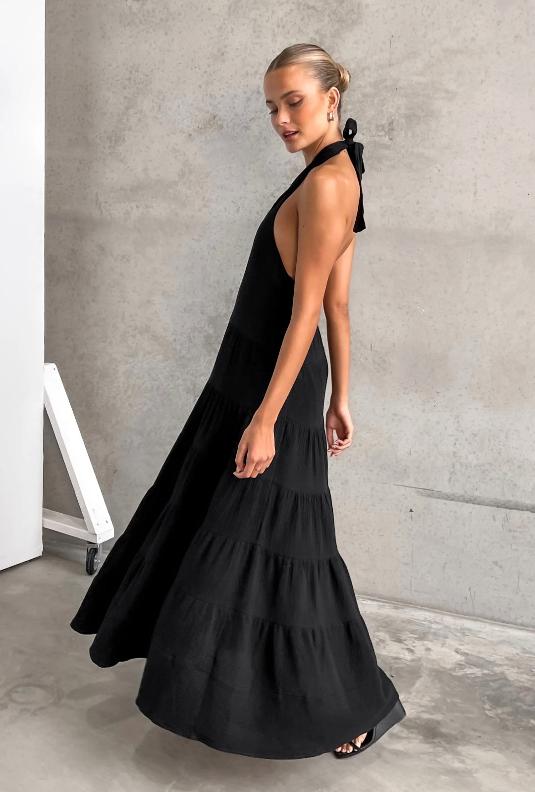 Black Cotton Dress | Maxi Dress | Cotton Dress | Black Dress | Flair Dress-3