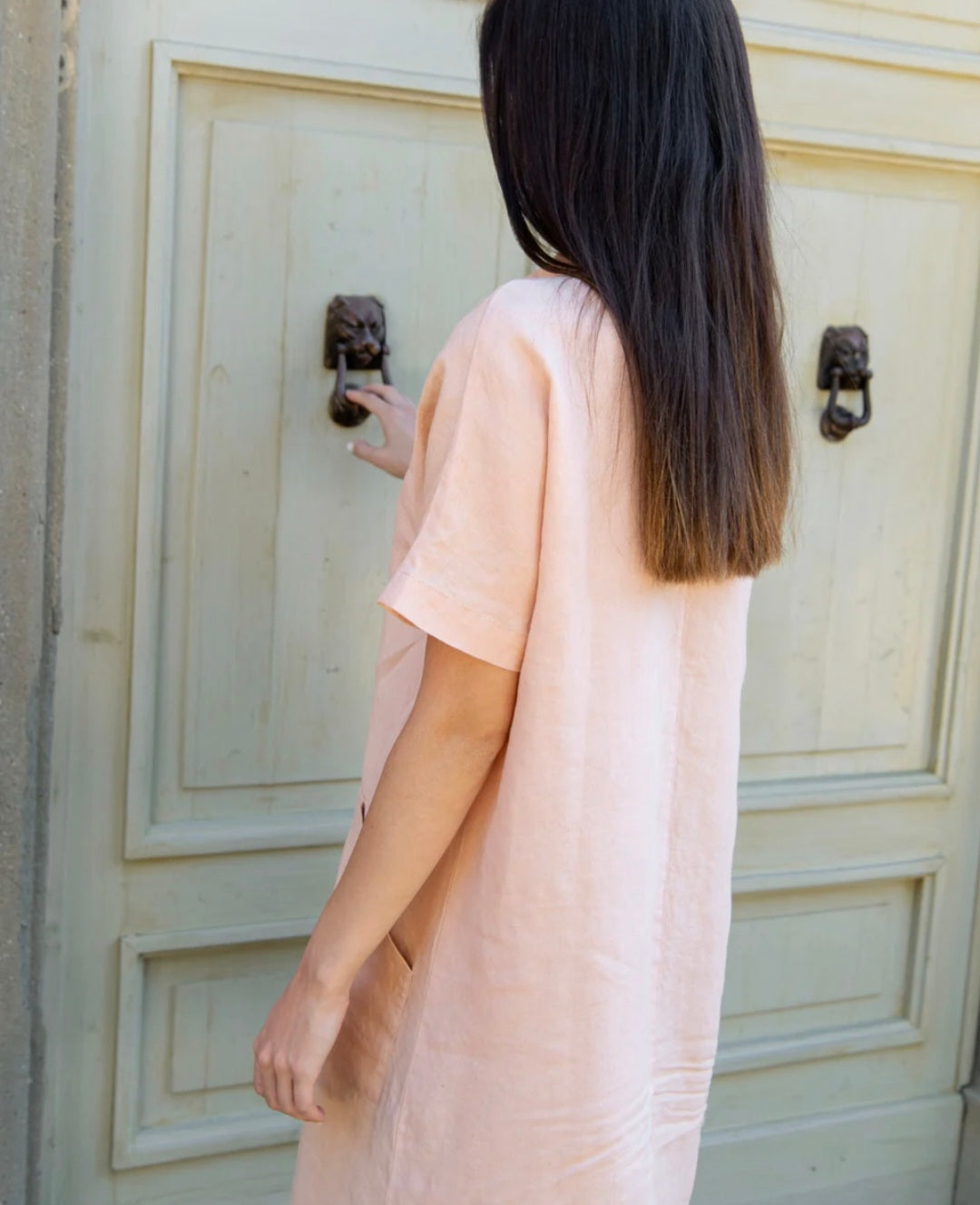 Short Sleeves Linen Shirt Dress