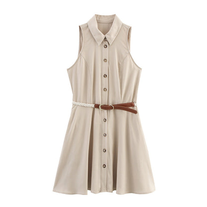 Sleeveless Dress with Belt Style Fashion Casual Loose Fit