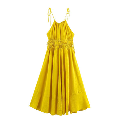 Loose style ,drawstring neckline, maxi dress