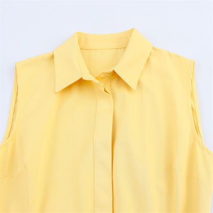 Elegant Style Simple and Generous Belted Shirt Dress