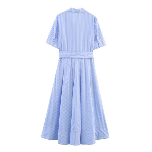 Short Sleeve Poplin Shirt Dress