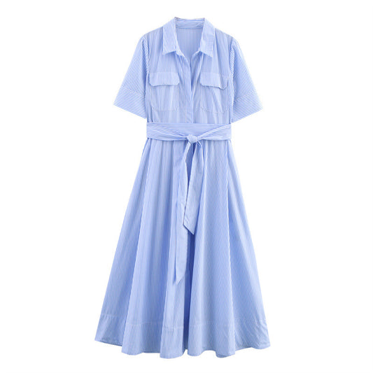 Short Sleeve Poplin Shirt Dress