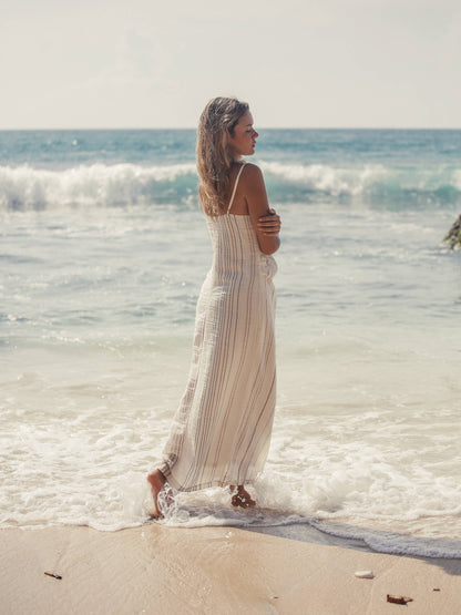 Celia Striped Dress - Natural With Stripes