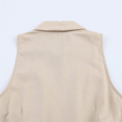 Sleeveless Dress with Belt Style Fashion Casual Loose Fit