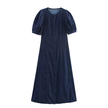 Casual Denim Round Neck Short Sleeve Dress