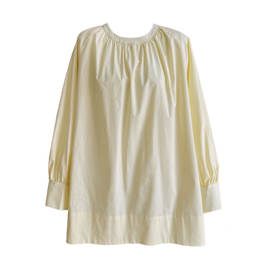 Round neck pleated raglan mid length shirt for women