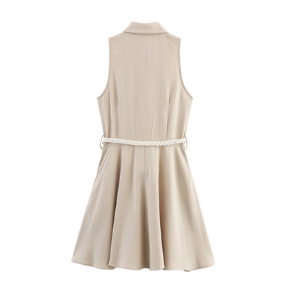 Sleeveless Dress with Belt Style Fashion Casual Loose Fit