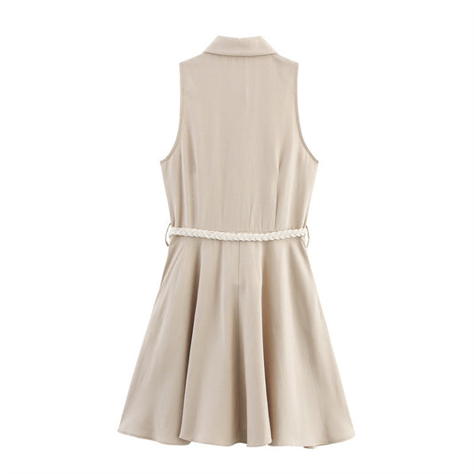 Sleeveless Dress with Belt Style Fashion Casual Loose Fit