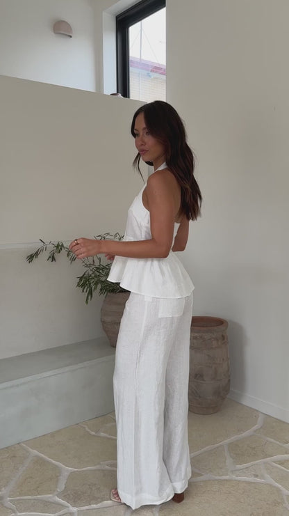Linen Halter Peplum Top
