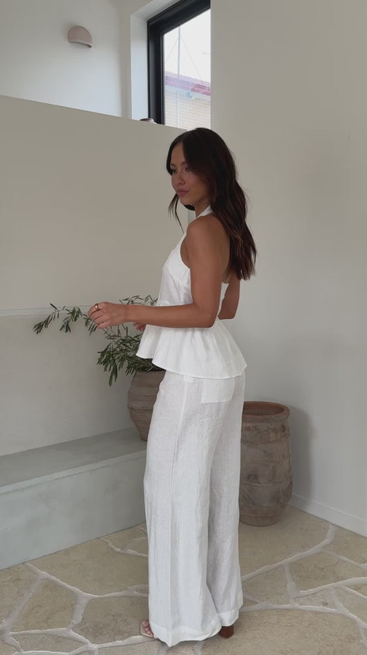 Linen Halter Peplum Top