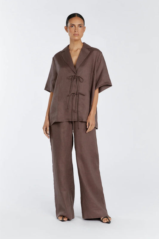Brown Linen Co ord set | Co-ord set | Linen Clothing | 100% Organic Linen-1