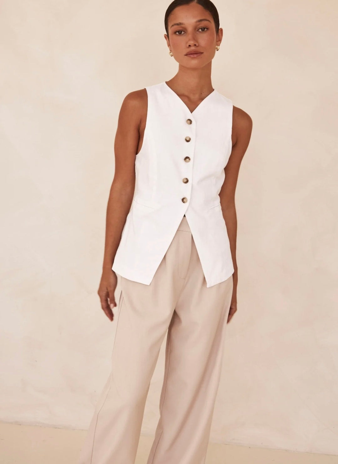 White Linen Vest | V-Neck Vest | Linen Vest | Linen Clothing | 100% Organic Linen-4