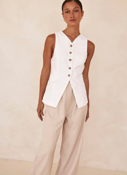 White Linen Vest | V-Neck Vest | Linen Vest | Linen Clothing | 100% Organic Linen-4