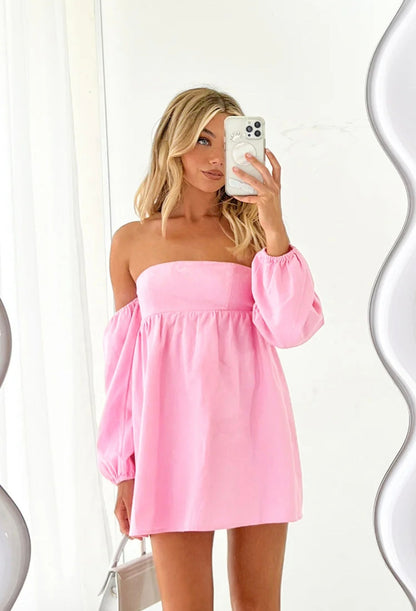 Pink Cotton Tube Smocked Dress | Tube Dress | Smocked Dress | Cotton Dress-4