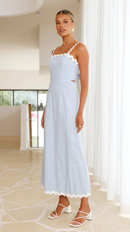Ric-Rac lace linen dress